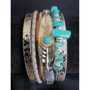 Bohemian Turquoise Leather Wrap Bracelet